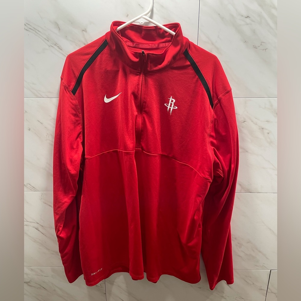 Houston Rockets NBA red zip warmup men’s Large, Rockets, NIKE and NBA logo